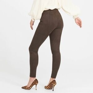 SPANX Faux Suede Leggings in Chocolate Brown